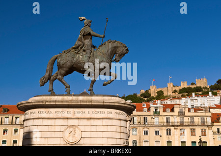 Dom João I Statue und Schlosses Praça da Figueira Lissabon Portugal Stockfoto