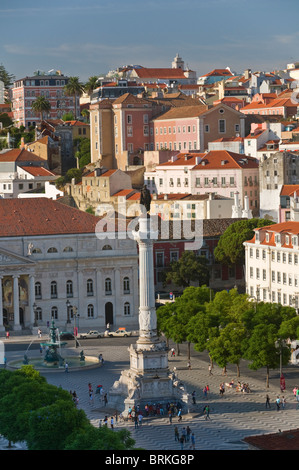 Luftbild, Rossio Platz Lissabon Portugal Stockfoto