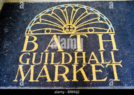 Fußmatte am Eingang zum Bad "Guildhall Market" im Bad Somerset England UK Stockfoto