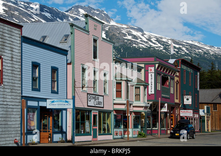 Alte historische Wetterschenkel Gebäude 5th Street Skagway Inside Passage Alaska USA Stockfoto