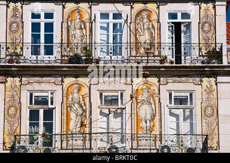 Fliesen dekoriert Haus Bairro Alto Lissabon Portugal Stockfoto