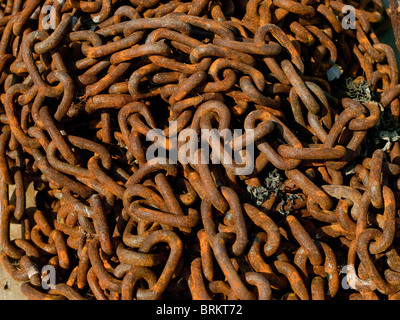 Nahaufnahme von rostigen Ankerketten Kettenglieder England Vereinigtes Königreich Großbritannien GB Stockfoto