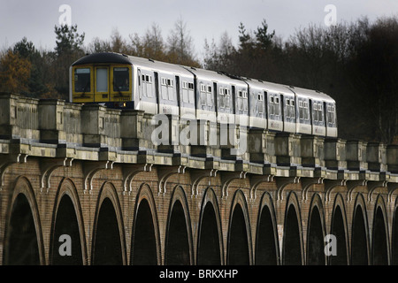 Eine Bahn kreuzt die Ouse Valley Viaduct in West Sussex.  Bild von James Boardman. Stockfoto