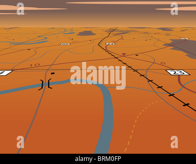 Illustration des abgewinkelten generische Fahrplan ohne Namen Stockfoto