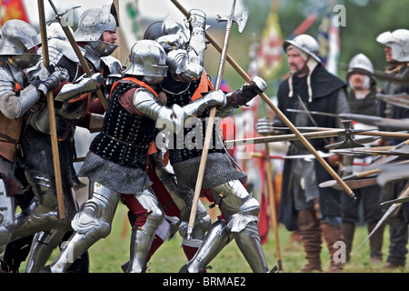 Tewkesbury mittelalterliche Festival 2010 Schlacht Reenactment Stockfoto