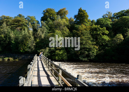 Brücke über den Fluß Wharfe in der Nähe von Bolton Priory, Bolton Abbey, Wharfedale, Yorkshire Dales, North Yorkshire, England, UK Stockfoto