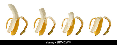 Wiederholte Abfolge von teilweise geschälte Banane in verschiedenen Stadien der gefressen (cut Outs) siehe auch, Bild-BNEJBC Stockfoto