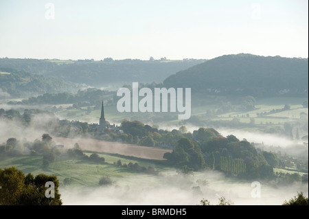 Blick vom Rudge Hill über in Painswick in den Cotswolds, Vereinigtes Königreich Stockfoto