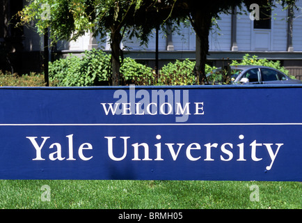 Yale University Willkommensschild auf dem Campus. New Haven Connecticut USA Stockfoto