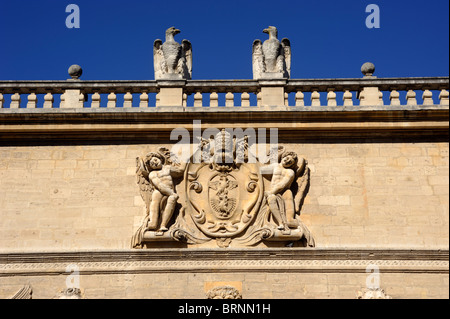 Frankreich, Provence, Avignon, Hotel des Monnaies, Wappen Stockfoto