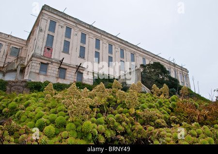 Außen, Zellenblock, Alcatraz Island, San Francisco, Kalifornien, USA Stockfoto