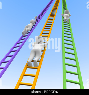 Wettbewerb und Leitern. 3D gerenderte Darstellung. Stockfoto