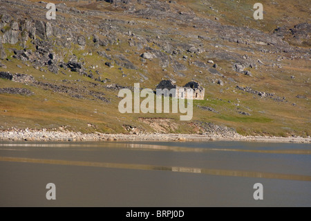 Qaqortoq, Grönland Hvalsey (aka Whale Island). 14. c. Steinruinen der Kirche von Hvalsey (aka Hvalso Kirkeruin). Stockfoto