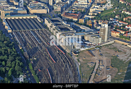 Stuttgart 21 Hauptbahnhof Bahnhof und Ansatz Spuren Luftbild Stockfoto