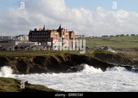 Die Felsen und die Küste rund um Newquay, Cornwall, England, UK Stockfoto