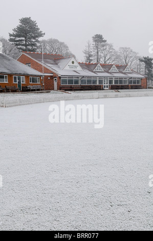 Wolverhampton Cricket Club im Winter bei starken Frost und Schnee bedeckt Stockfoto