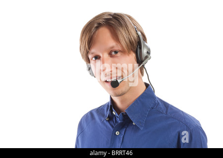 Porträt eines ausgereiften Geschäftsmann arbeitet in einem Callcenter Stockfoto