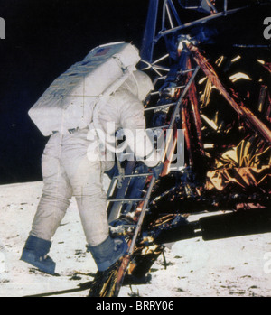 NEIL ARMSTRONG die Mondfähre Apollo während der Apollo 11 im Juli 1969 Landung verlassen Stockfoto