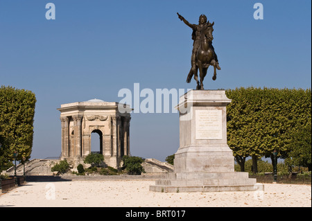 Pavillon und Memorial, Promenade du Peyrou, Montpellier, Languedoc-Roussillion, Frankreich Stockfoto