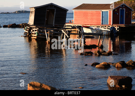 Angeln-Stufen und den Gebäuden Durrell, in der Nähe von Twillingate, Neufundland, Kanada. Stockfoto