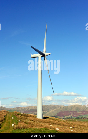 Windkraftanlage im Windpark Lambrigg, Cumbria, England, Grossbritannien, Europa. Stockfoto