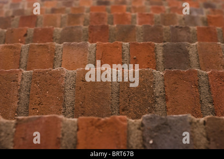 Ziegel in verschiedenen Ebenen. Stockfoto