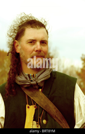 Männliche Pelz Trapper reenactor Stockfoto