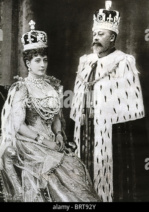 König EDWARD VII und Königin ALEXANDRA in ihrer Krönung Roben 9. August 1902 Stockfoto