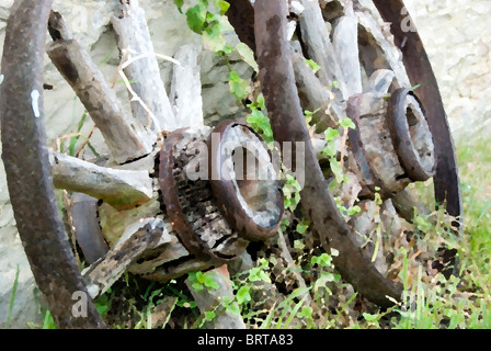 Alte Hof Cartwheels.  Landschaftsbild Stockfoto