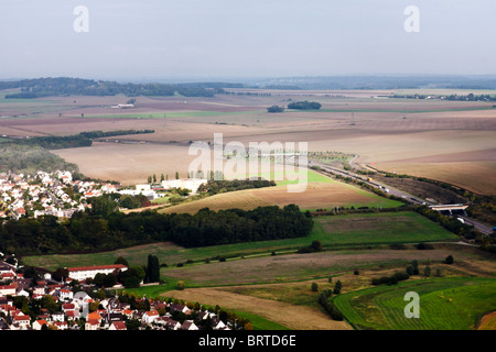 Luftaufnahme des Musters von Äckern & s befindet sich im Anflug auf Charles de Gaule Airport Ile Stockfoto