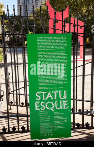 Statuarischen Kunst Display, City Hall Park, New York Stockfoto