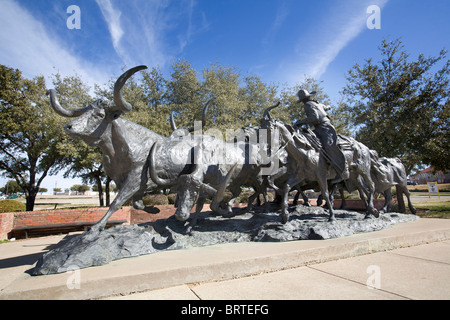 Fort Worth Stockyards Skulptur Stockfoto