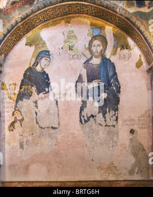 Mosaik von Jesus und Maria, Chora-Klosters, Edirnekapi, Deesis, Istanbul, Türkei Stockfoto