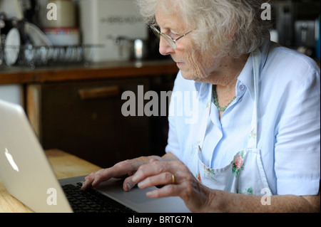 Silver Surfer Oap Computer Internet Dame Rentner Stockfoto