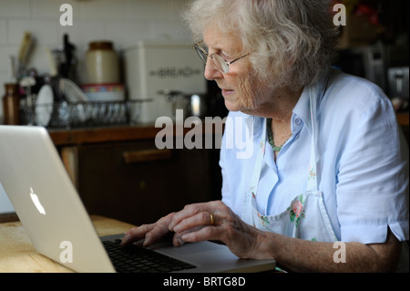 Silver Surfer Oap Computer Internet Dame Rentner Stockfoto