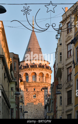 Galata-Turm, mittelalterlichen genuesischen Stein-Turm in Istanbul, Türkei Stockfoto