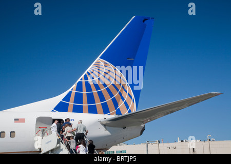 United Continental Airlines-Firmenlogo auf einer 737 Flugzeug, am San Francisco International Airport (SFO), 10. Oktober 2010. Stockfoto