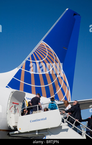 Neue United Continental Airline Firmenlogo auf einer 737 Flugzeug, am San Francisco International Airport (SFO), 10. Oktober 2010. Stockfoto