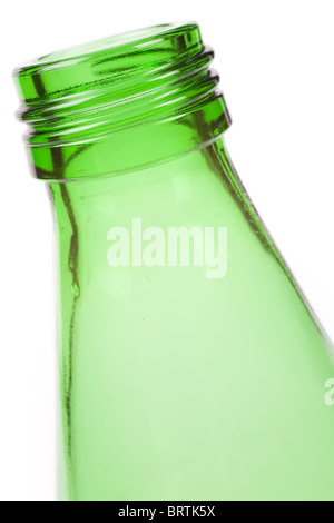 eine grüne Glasflasche Nahaufnahme Schuss Stockfoto