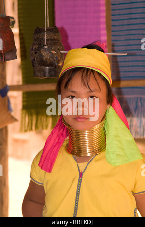 Langhals-Mädchen in Nordthailand Stockfoto