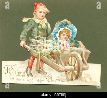 chromolithographed Weihnachten Grußkarte Stockfoto