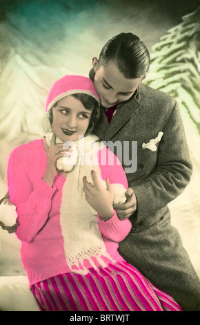 Paar mit Sowballs, Kitsch, Geschichtsbild, ca. 1929 Stockfoto