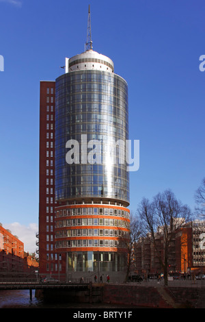 Hanseatic Trade Center HTC, Kehrwiderspitze Gebäude, HafenCity Hamburg, Speicherstadt, Hamburg, Deutschland, Europa Stockfoto