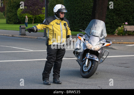 Motorrad-Polizist Regie Verkehr-Victoria, British Columbia Kanada Stockfoto