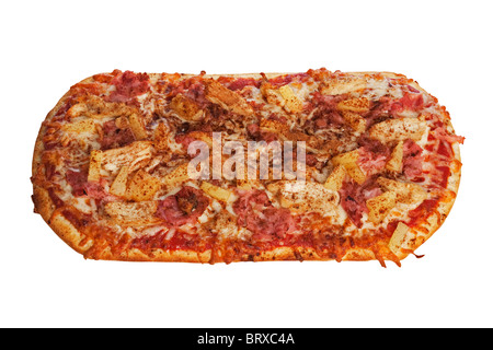 Hawaiianischen Stil Pizza isoliert auf einem weißen Hintergrund mit einem Beschneidungspfad Stockfoto