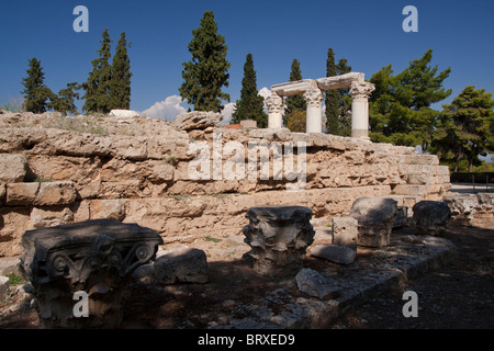 Alten Corinth archäologische Stätte, die Tempel von Octavia Stockfoto