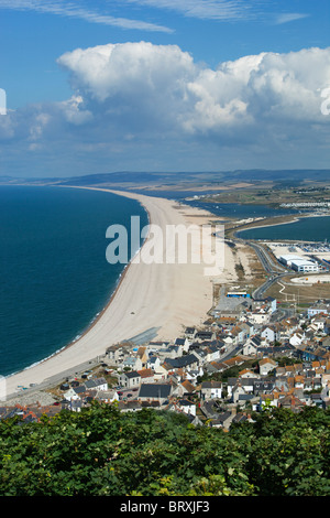 Blick von Portland über Chesil Beach Stockfoto