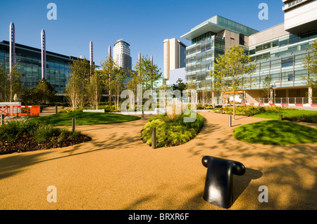 MediaCityUK Gebäude aus "The Green" Bereich des Platzes. Salford Quays, Manchester, UK. Stockfoto