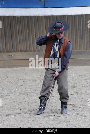 Szenen von Rodeo während der Feier in einer ländlichen Gemeinde südlich von Cochrane in Patagonien, Südchile. Stockfoto