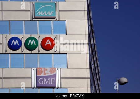 GEBÄUDE DER VERSICHERUNGEN MMA, GMF, MAAF, PLACE DE KATALOGNERUNDFAHRT, PARIS, FRANKREICH Stockfoto